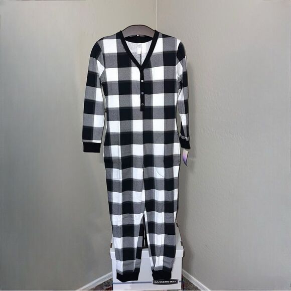 STARS ABOVE Women’s Thermal One Piece Pajamas in Black and Cream Size XS NEW - Picture 3 of 15